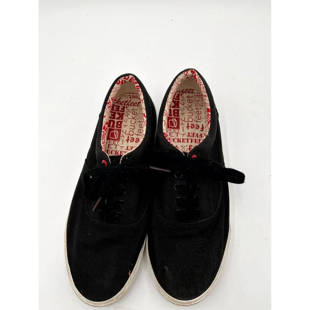 BucketFeet Basic Lace Up 10100-0017-100 Sneakers Shoes Mens US 11 Black Low Top‎